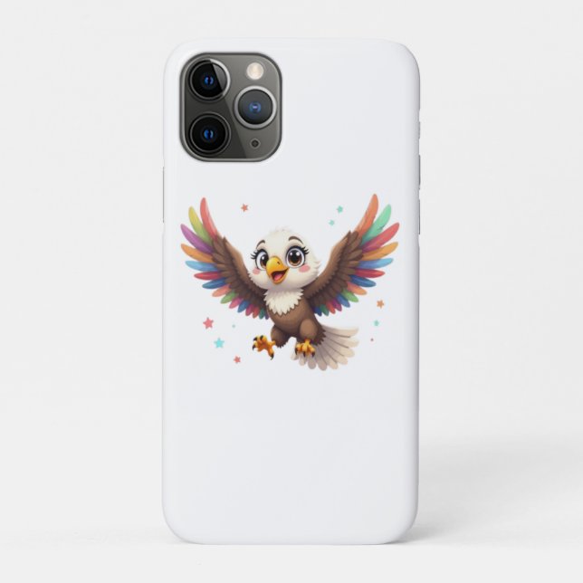 Capa Para iPhone 11 Pro Cute Cartoon Eagle Flying – Friendly Vector Art (Verso)
