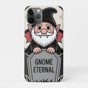 Capa Para iPhone 11 Pro Cute Cartoon Gnomo Vampiro em Pé em uma Lápide