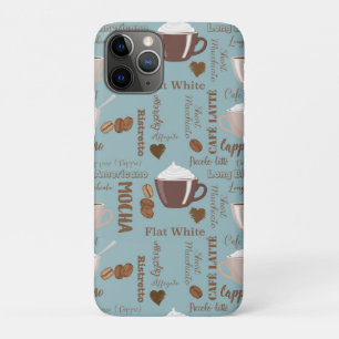 Capa Para iPhone 11 Pro Cute Coffee Cups Cream Caffeine Grains Brown Heart