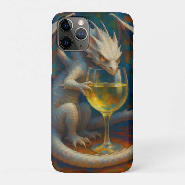 Capa Para iPhone 11 Pro Cute Dragão de Marfim & Arte Fantasia de Vinho Bra (Verso)