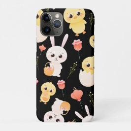 Capa Para iPhone 11 Pro Cute Easter Chicks & Bunnies Seamless Pattern