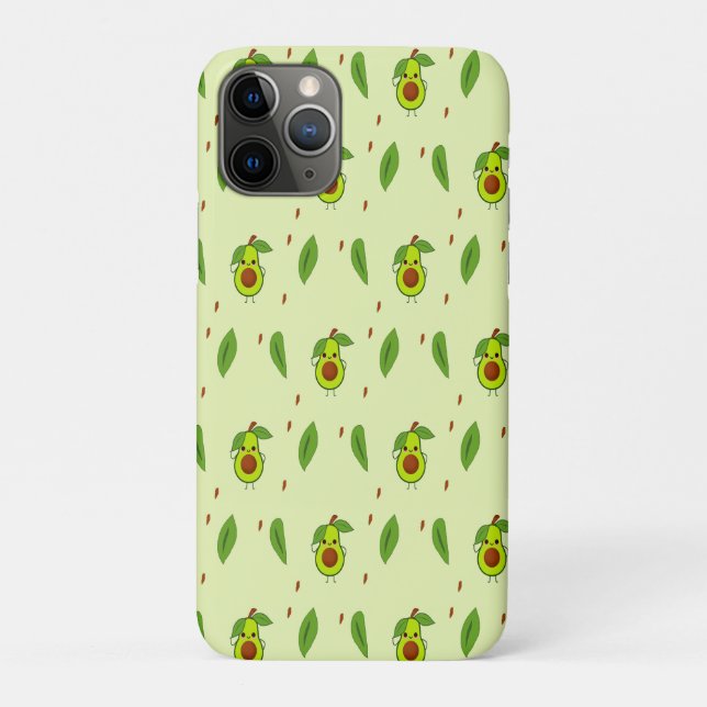 Capa Para iPhone 11 Pro Cute kawaii avocado em verde (Verso)