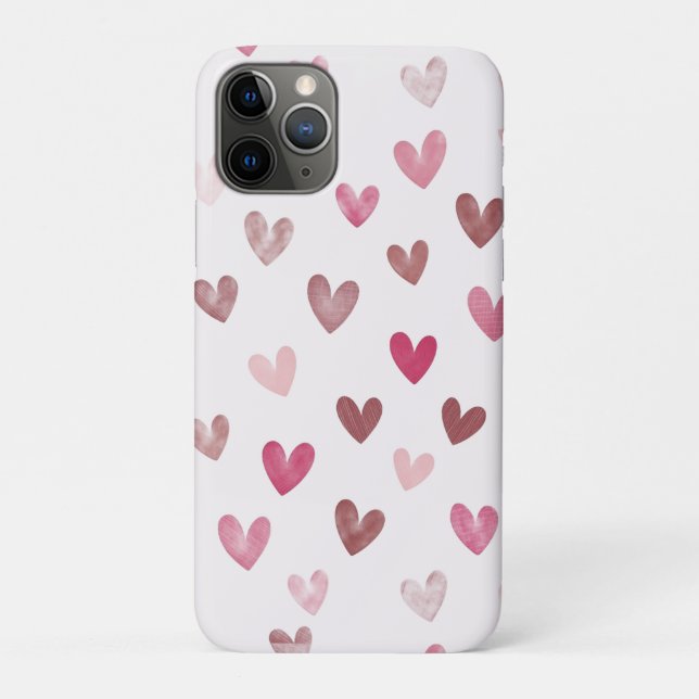 Capa Para iPhone 11 Pro Cute Pink Heart Pattern – Romantic &Stylish Design (Verso)