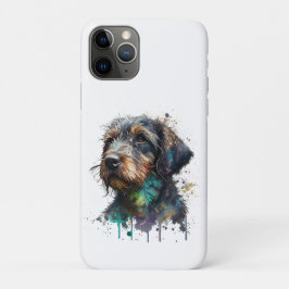 Capa Para iPhone 11 Pro Dachshund Puppy Wirehaired Puppy Watercolor Art