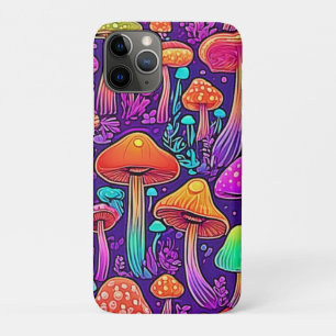 Capa Para iPhone 11 Pro Dança de Cogumelos Neon Flores