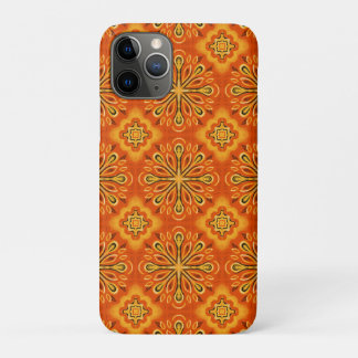 Capa Para iPhone 11 Pro Decorativo do Padrão de Flor do Abstrato do Orange
