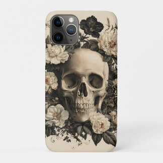 Capa Para iPhone 11 Pro Desenho Botânico Vintage de uma Caveira Humana