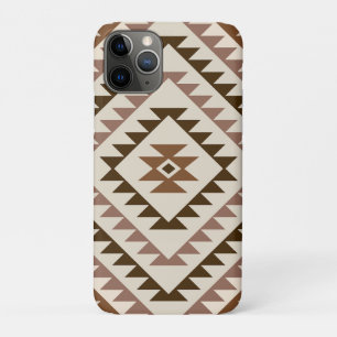 Capa Para iPhone 11 Pro Desenho de Motivo Diamante Asteca Marrons+Creme