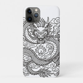 Capa Para iPhone 11 Pro Desenho de Mousepad Linha de Dragão Japonês