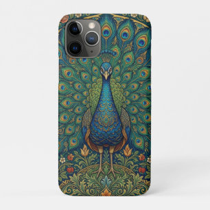 Capa Para iPhone 11 Pro Desenho de pavão boêmio vintage elegante