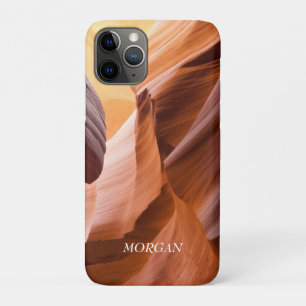 Capa Para iPhone 11 Pro Desert Slot Canyon ou a sua foto, White Name iPhon