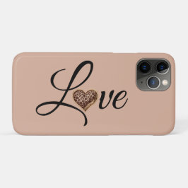Capa Para iPhone 11 Pro Design de Amor Coração de Leopardo Glamour