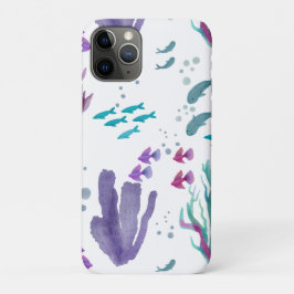 Capa Para iPhone 11 Pro Design de Aquarela Marinha