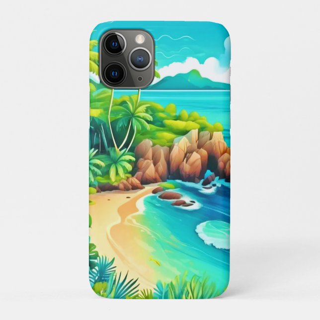Capa Para iPhone 11 Pro Design de Blisagem Costeira Tropical (Verso)