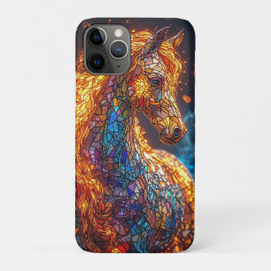 Capa Para iPhone 11 Pro Design de Cavalo em Vidro Pintado