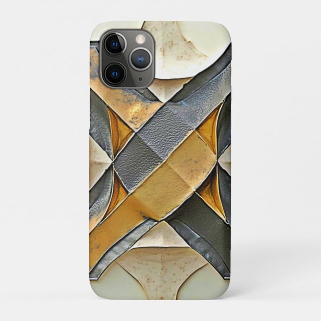 Capa Para iPhone 11 Pro Design de Metal Dourado Abstrato (Verso)