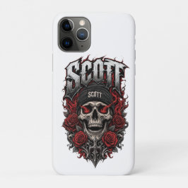 Capa Para iPhone 11 Pro Design de Nome Personalizado Scott Gothic Skull