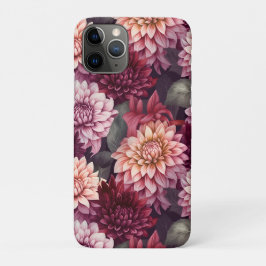 Capa Para iPhone 11 Pro Design de Padrão de Dahlia Rosa-Vermelho-Cria
