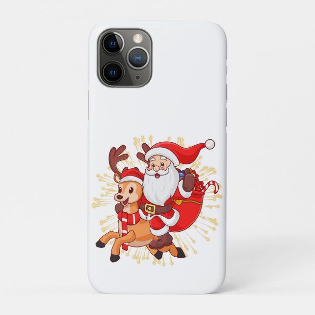 Capa Para iPhone 11 Pro **"Design de Papai Noel Divertido – Alegre e Festi (Verso)