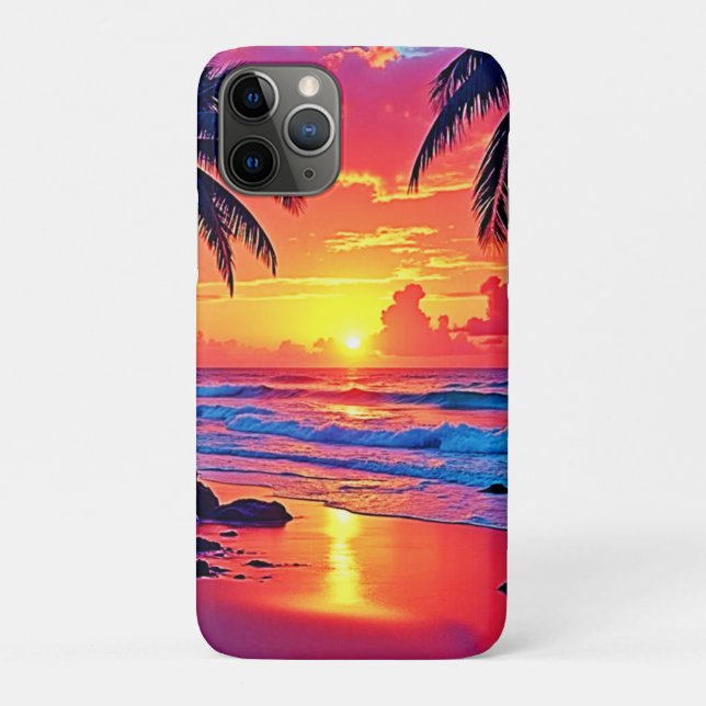 Capa Para iPhone 11 Pro Design de Paraíso Tropical Sunset (Verso)