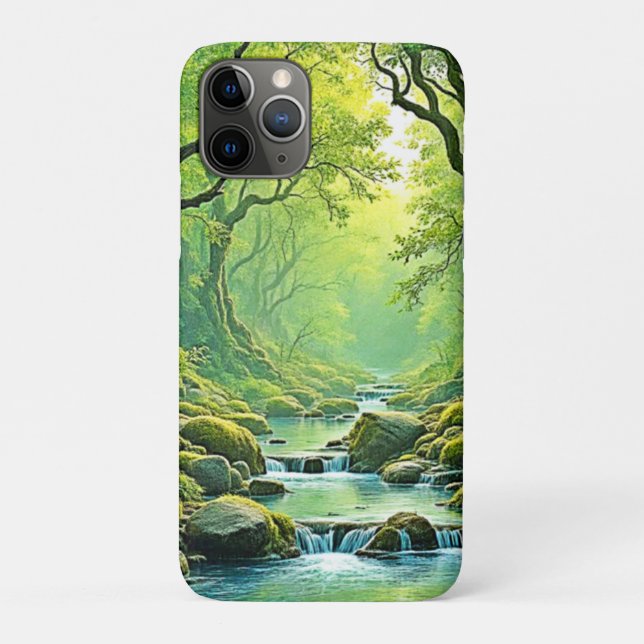 Capa Para iPhone 11 Pro Design de Stream Florestal Encantado (Verso)