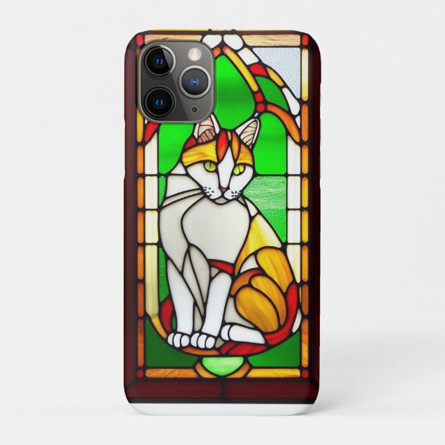Capa Para iPhone 11 Pro Design de Vidro Mantido com Gato (Verso)