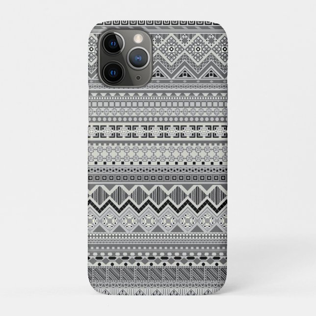 Capa Para iPhone 11 Pro Design padrões aztec de cinza (Verso)
