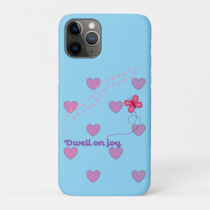 Capa Para iPhone 11 Pro detenha-se na alegria corações e impressões de pat