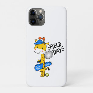 Capa Para iPhone 11 Pro Dia de Campo de Tênis da Girafa Fofa – Personagem