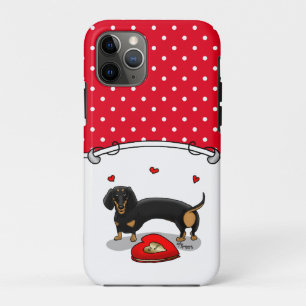 Capa Para iPhone 11 Pro Dia de os namorados Dachshund (preto e bronzeado)