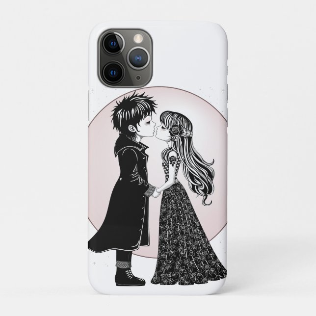 Capa Para iPhone 11 Pro Dia de os namorados Gótico Beijo Gótico (Verso)