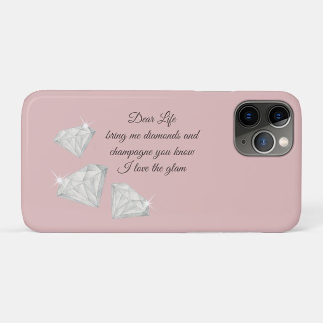 Capa Para iPhone 11 Pro Diamonds & Champagne Quote – Dear Life Edition (Verso (horizontal))