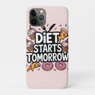 Capa Para iPhone 11 Pro Dieta de Texto em Negrito Começa Amanhã Cercada po
