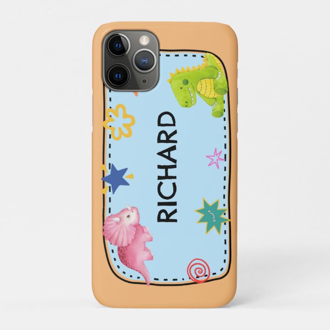 Capa Para iPhone 11 Pro Dinossauros Bonitos Personalizados (Verso)