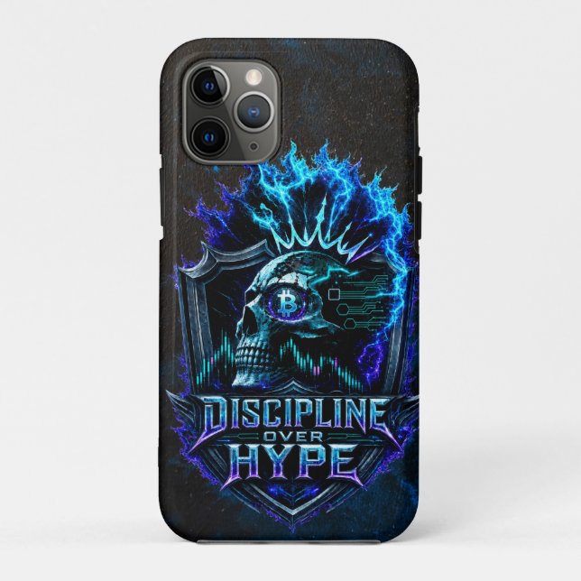 Capa Para iPhone 11 Pro Disciplina Sobre Hype Blue Grunge Bitcoin (Verso)