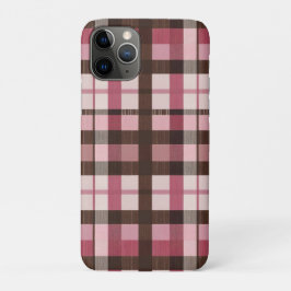Capa Para iPhone 11 Pro Distância leve da Xadrez rosa e castanho