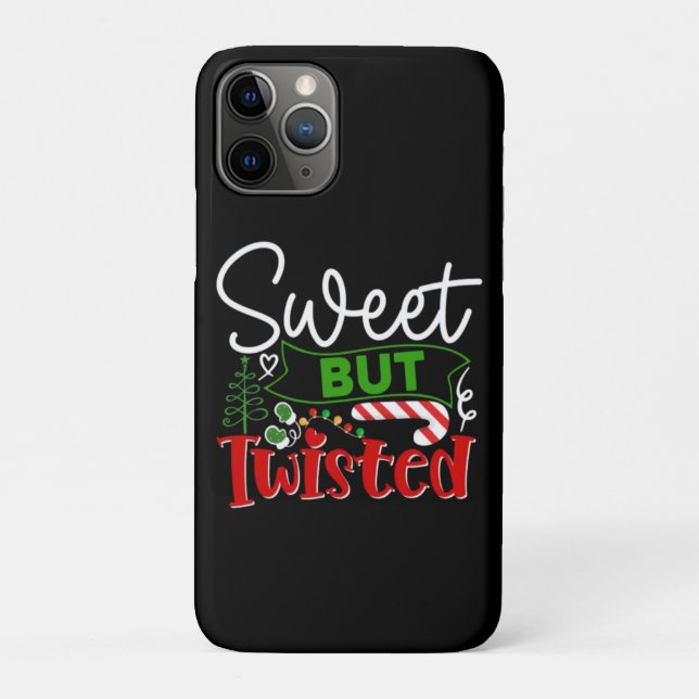 Capa Para iPhone 11 Pro Doce Mas Torta Piada de Natal Báculo de Açúcar (Verso)