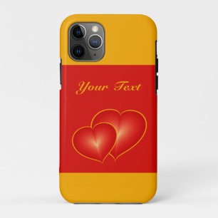 Capa Para iPhone 11 Pro Dois Corações Vermelhos, Personalização do Gr