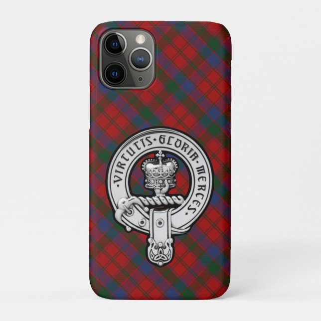Capa Para iPhone 11 Pro Donnachaidh (Robertson) Red Tartan Crest (Verso)