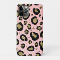 Dourada cor-de-rosa e Impressão de Leopardo Negro 