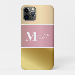Capa Para iPhone 11 Pro Dourado Chopper Pink Strip Monograma Metálico