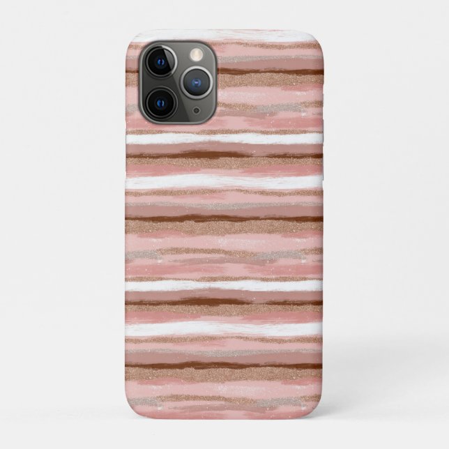 Capa Para iPhone 11 Pro Dourado cor-de-rosa riscado (Verso)