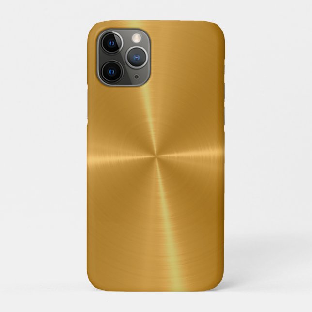 Capa Para iPhone 11 Pro Dourado metal de aço inoxidável brilhante (Verso)