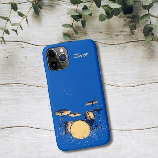 Capa Para iPhone 11 Pro Drum Set on Blue (Criador carregado)