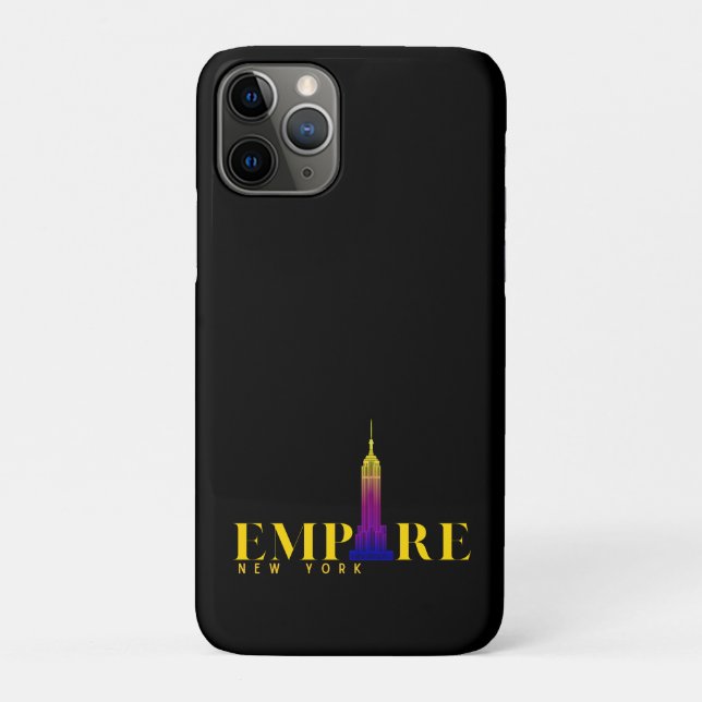 Capa Para iPhone 11 Pro Edifício Empire State-Nova York-Dourado Vibrante (Verso)
