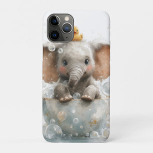 Capa Para iPhone 11 Pro Elefante Bebê Adorável em Xícara de Chá com Pato d