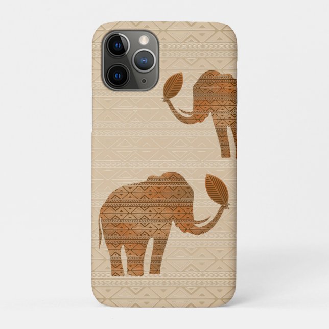 Capa Para iPhone 11 Pro Elefante - Design de Arte Tribal (Verso)