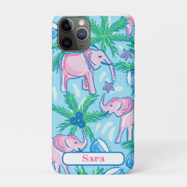 Capa Para iPhone 11 Pro Elefante verde-rosa azul