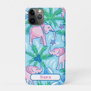 Capa Para iPhone 11 Pro Elefante verde-rosa azul