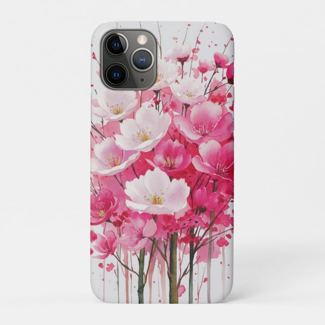 Capa Para iPhone 11 Pro Elegância de Cherry Blossom - Design Floral de Aqu (Verso)